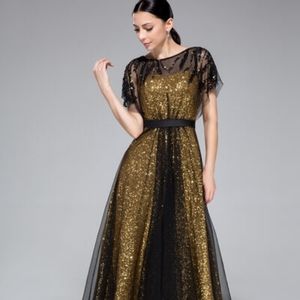 Gold Tulle & Sequin Evening Gown